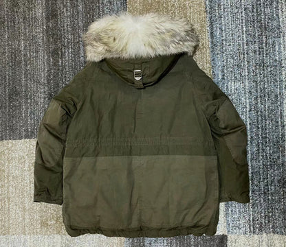 VISVIM FIL valdez down coat wolf fur collar mud-dyed washed white goose down jacket