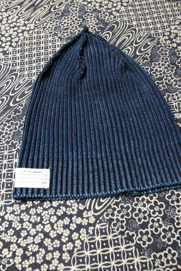 INDIGO KNITTED HAT blue dyed handmade double-sided washed hat cold hat VSVM