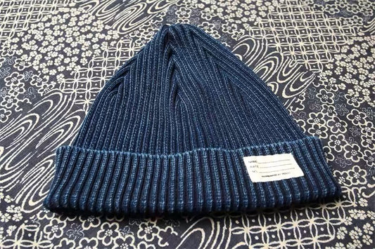 INDIGO KNITTED HAT blue dyed handmade double-sided washed hat cold hat VSVM