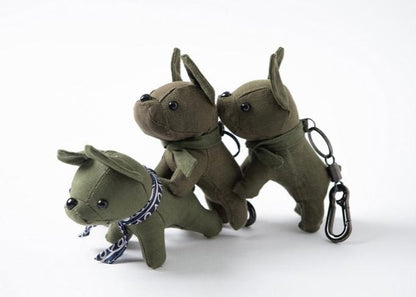 US Army Old Cloth Tent Purely Hand-sewn French Bulldog Dog Pendant