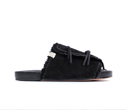 visvim CHRISTO tasseled cowhide heightened breathable suede slippers