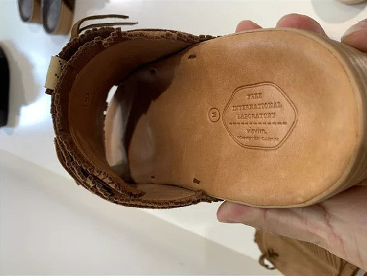 visvim CHRISTO tasseled cowhide heightened breathable suede slippers