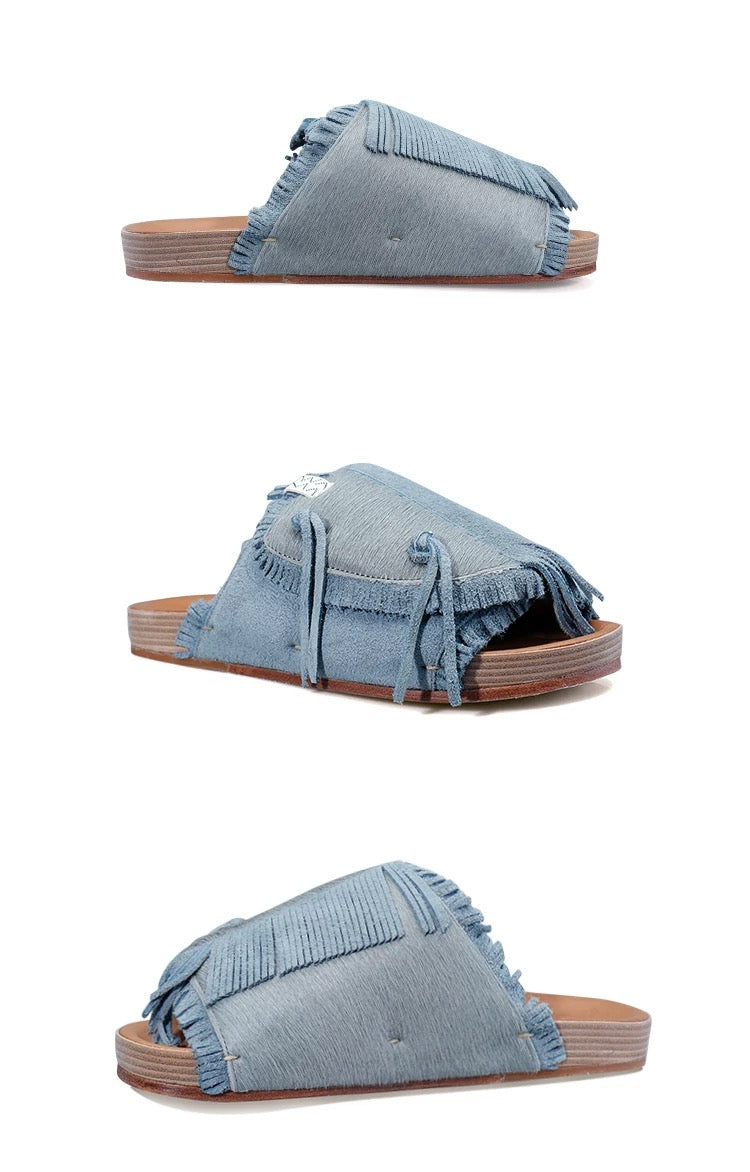 visvim Thick Sole Pony Hair Patchwork Tassel Suede Couple Shoes