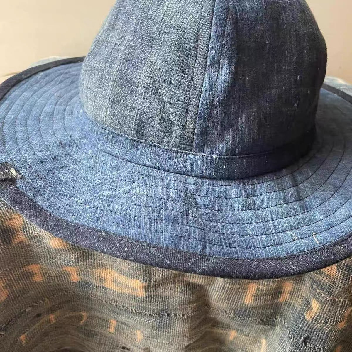 Visvim kofu ICT Bucket Cap N.D. Mud Indigo Dyed Ancient Cloth Bucket Cap