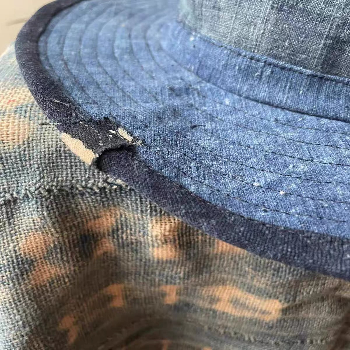 Visvim kofu ICT Bucket Cap N.D. Mud Indigo Dyed Ancient Cloth Bucket Cap