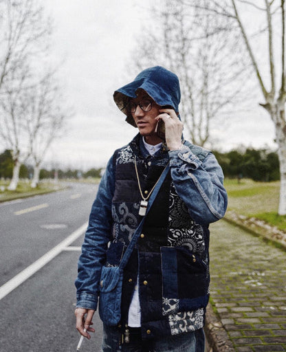 Blue dyed TULIPA HAT KOFU SPOT bucket hat INDIGO PATTERN visvim