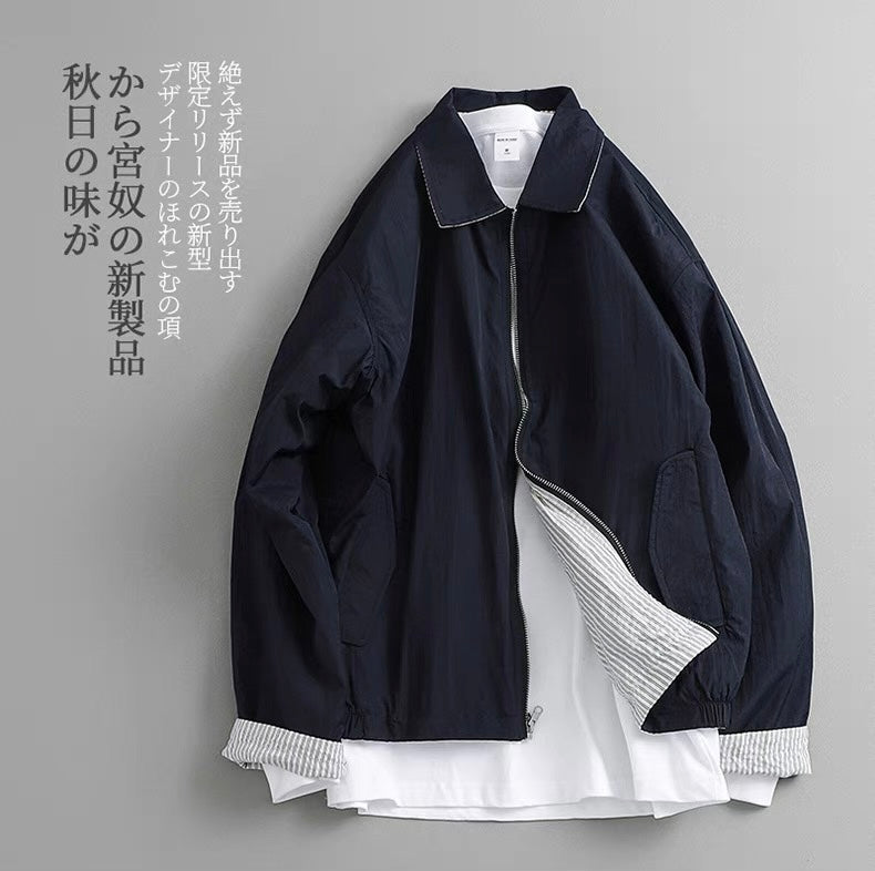 Fashion brand outdoor loose double-sided wearable lapel jacket