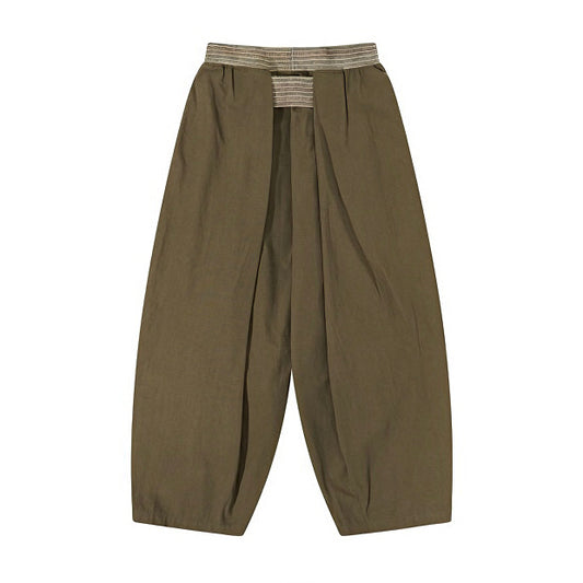 KAPITAL 23AW casual five-point cotton pleated elastic paratrooper pants