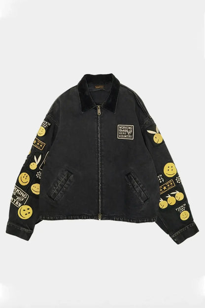 KAPITAL 24SS Smiley Face Denim Patch Embroidery Removable Lining Jacket